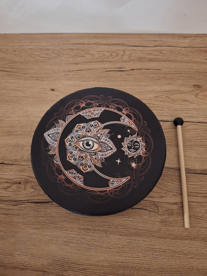 🥁 Tambour de Cadre Shamanique 25,4 cm avec Battant 🎶 Design de l'Arbre de Vie 🌳 - Instrument de Percussion Spirituelle