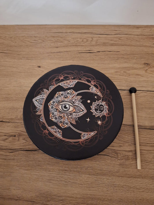 🥁 Tambour de Cadre Shamanique 25,4 cm avec Battant 🎶 Design de l'Arbre de Vie 🌳 - Instrument de Percussion Spirituelle