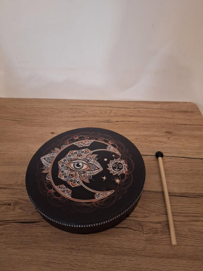 🥁 Tambour de Cadre Shamanique 25,4 cm avec Battant 🎶 Design de l'Arbre de Vie 🌳 - Instrument de Percussion Spirituelle