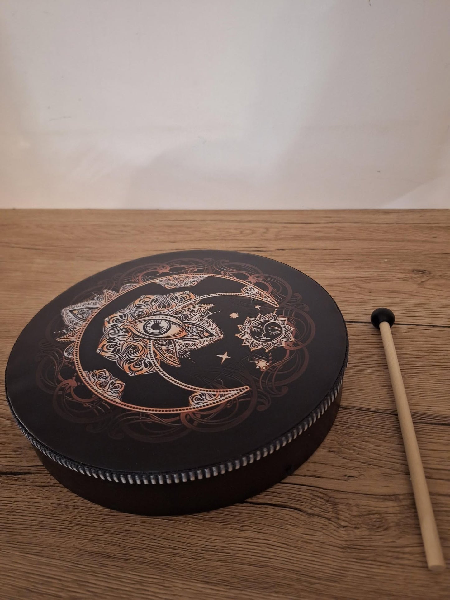 🥁 Tambour de Cadre Shamanique 25,4 cm avec Battant 🎶 Design de l'Arbre de Vie 🌳 - Instrument de Percussion Spirituelle
