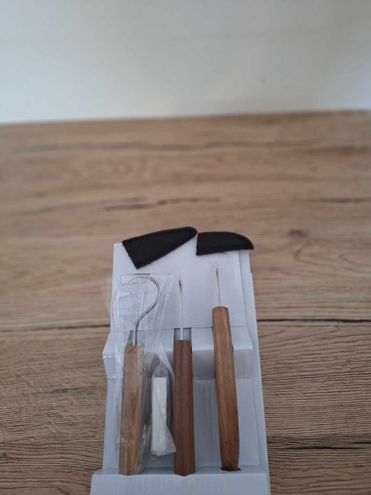 🔪 Set of 3 Walnut Wood Carving Knives – Chrome Vanadium Steel 🌿