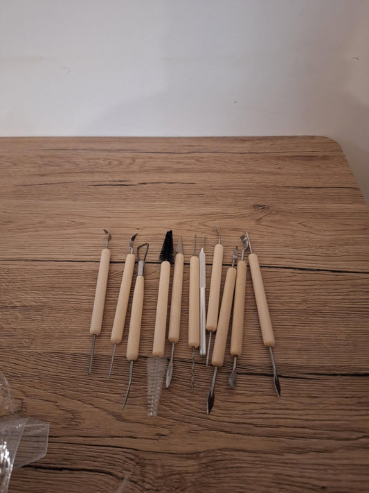 🎨 11 Piece Wooden Tool Kit – Art &amp; Craft Pottery Sculpture
