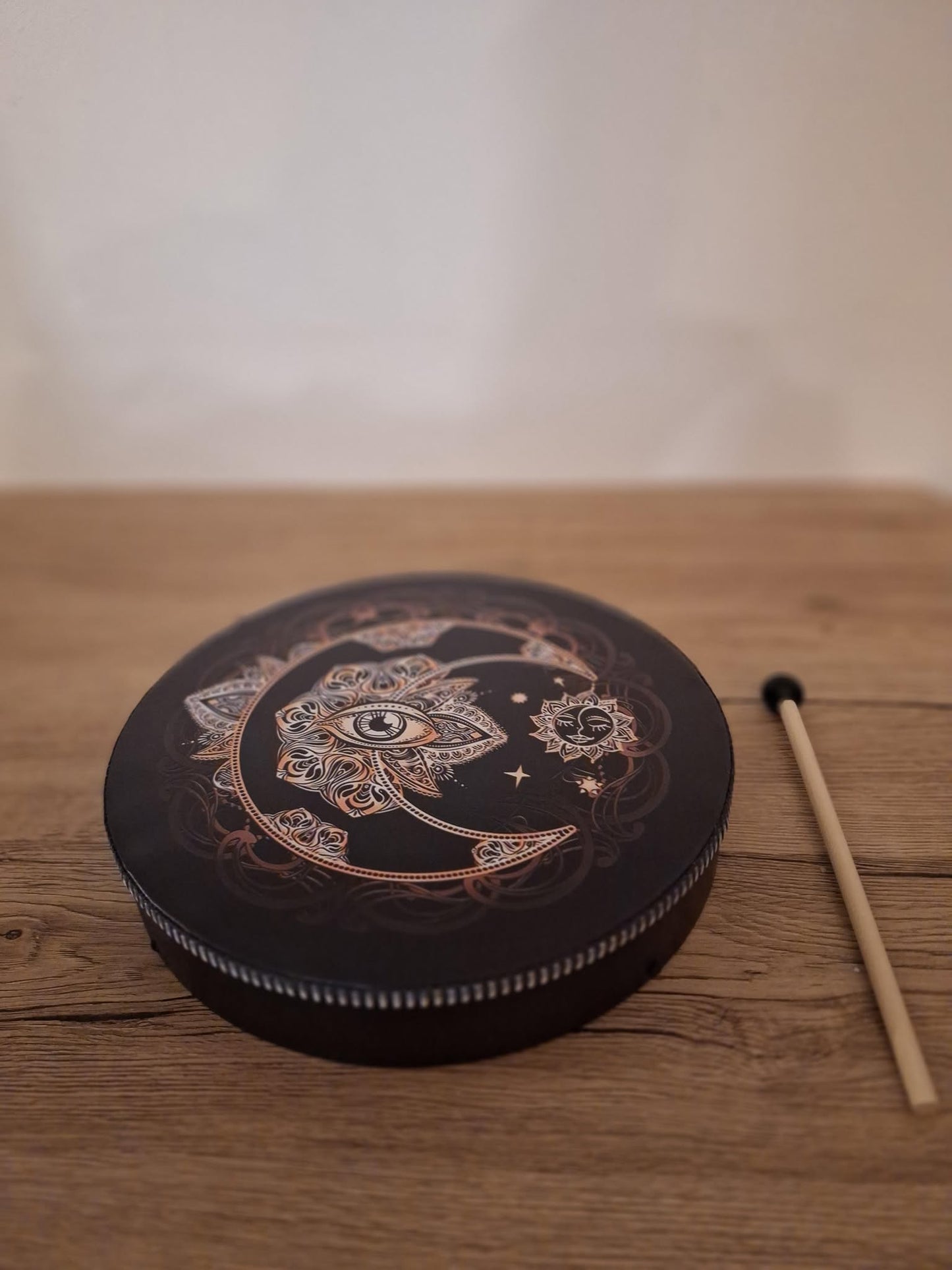 🥁 Tambour de Cadre Shamanique 25,4 cm avec Battant 🎶 Design de l'Arbre de Vie 🌳 - Instrument de Percussion Spirituelle