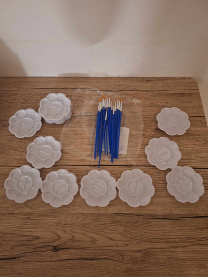 Lot 20 Pinceaux + 20 Mini-Palettes - Idéal pour Artistes Créatifs