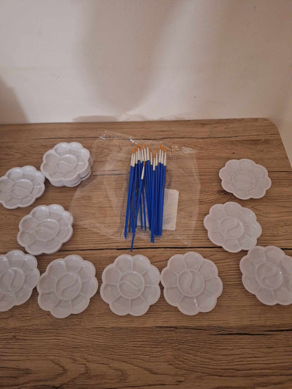 Lot 20 Pinceaux + 20 Mini-Palettes - Idéal pour Artistes Créatifs