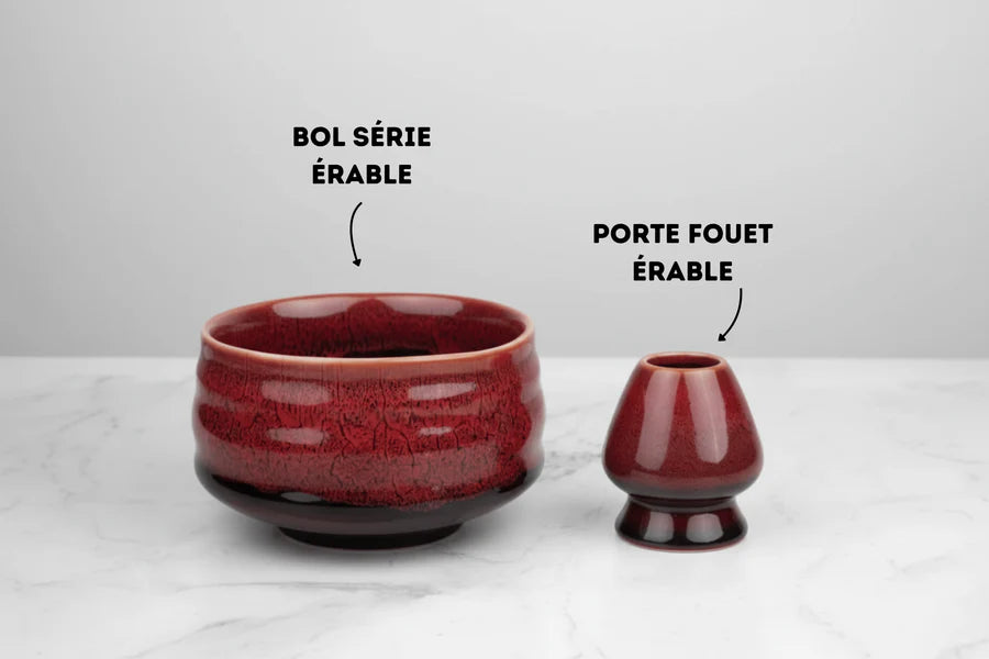 Bol Chawan traditionnel en porcelaine – Série « Érable Japonais » Kumiko Matcha