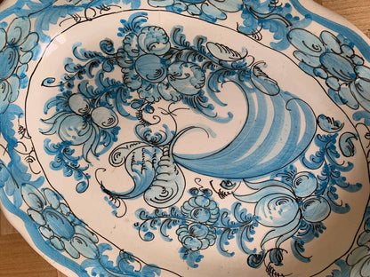 🇬🇷💙 Plat en céramique grecque vintage – XXᵉ siècle – peint à la main