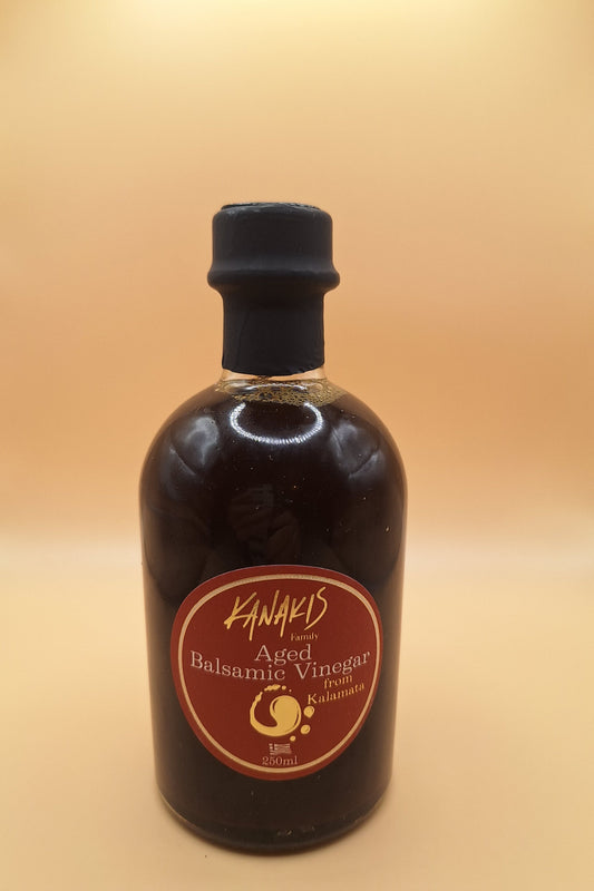 🍇 Vinaigre Balsamique 4 Ans d’Âge – 200 ml Vieilli en fûts de chêne • Raisins 100% grecs • Intensité & finesse