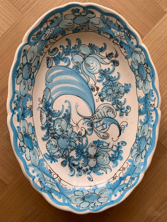 🇬🇷💙 Plat en céramique grecque vintage – XXᵉ siècle – peint à la main