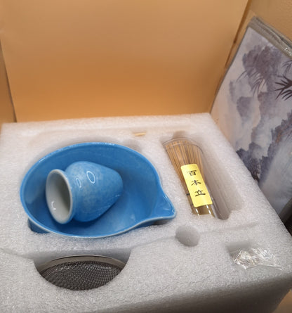 💙🍵 Aonagi – 青凪  Set de Matcha 7 Pièces -Le calme bleu. Une mer sans vent.