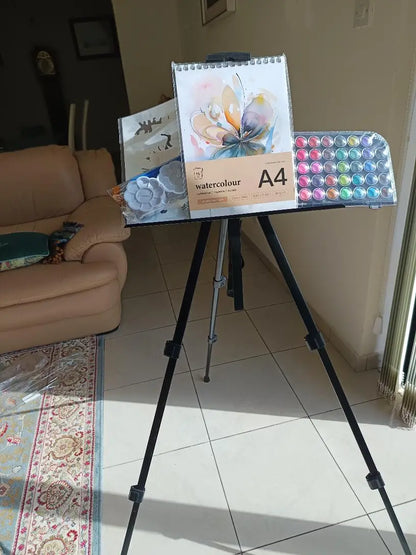 🎨 Chevalet pliable robuste en fer, portable et réglable pour peinture ou affichage- Neuf
