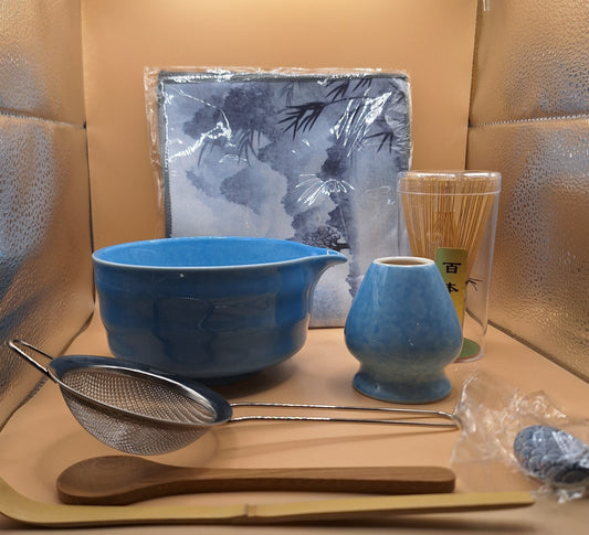 💙🍵 Aonagi – 青凪  Set de Matcha 7 Pièces -Le calme bleu. Une mer sans vent.