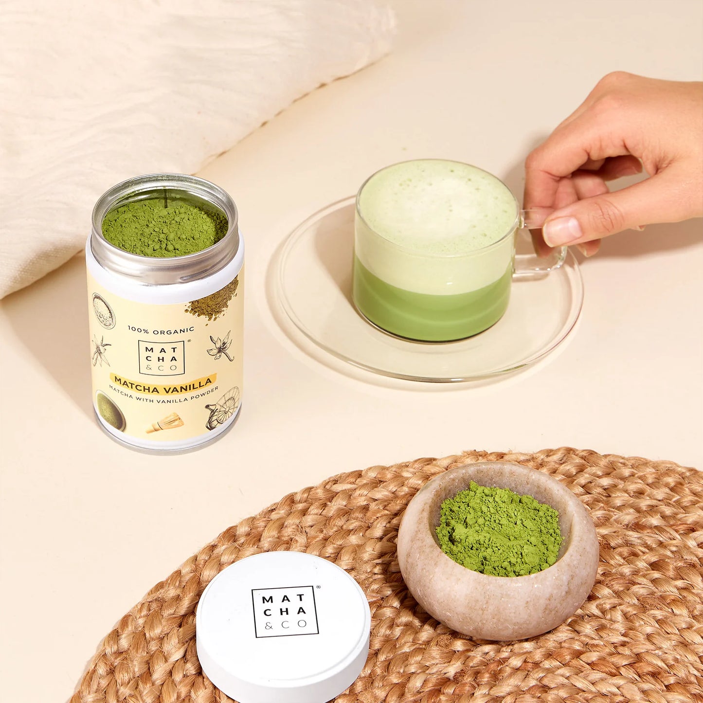 🍃 Poudre de Matcha Cérémonial Vanille Bio · Douceur & Équilibre · Matcha & Co