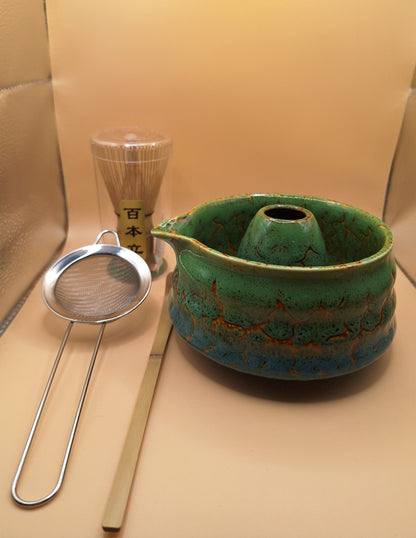 🐍 Set de Matcha 5 pièces en céramique  – Hebi no Uroko へび の うろ》 « Les Écailles du Serpent »