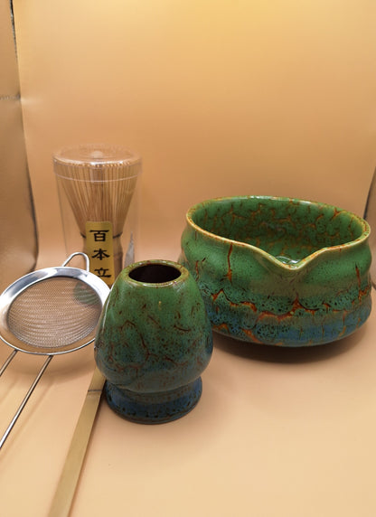 🐍 Set de Matcha 5 pièces en céramique  – Hebi no Uroko へび の うろ》 « Les Écailles du Serpent »