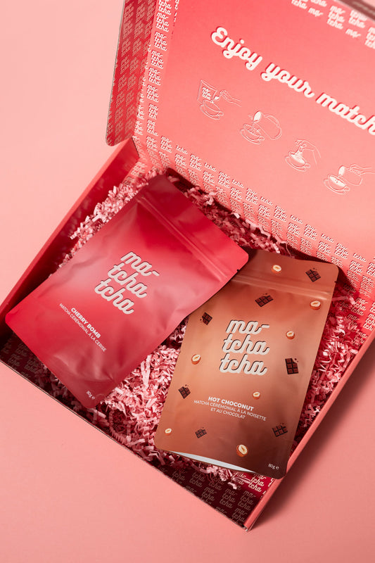 🍒🍫 Coffret Édition Limitée – Matcha Cerise & Noisette Chocolat (Ma-TchaTcha) 🌰💚