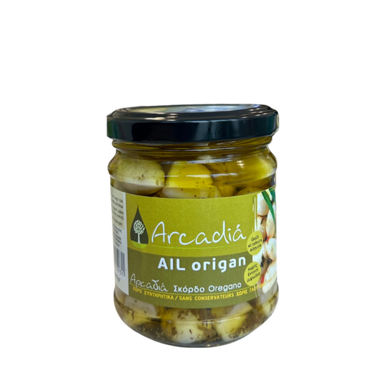 🧄 Ail grec Confit à l’Huile d’Olive & Origan – Arcadia (200g)