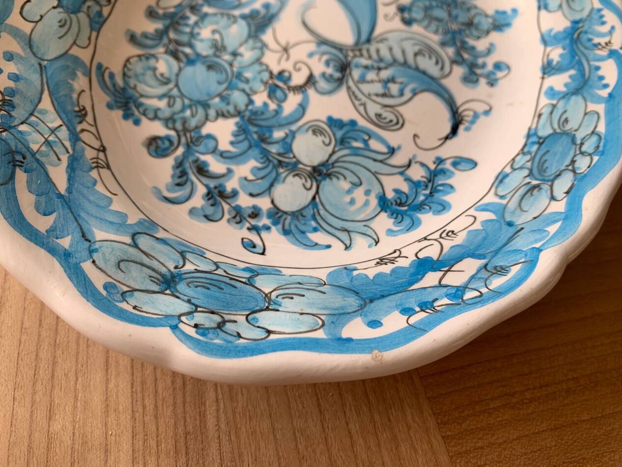 🇬🇷💙 Plat en céramique grecque vintage – XXᵉ siècle – peint à la main