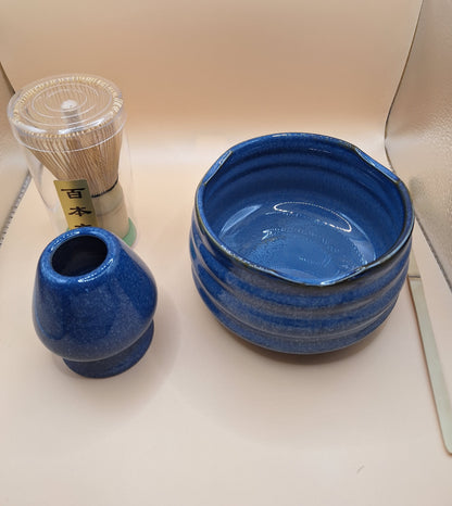 🌊 “Aokami” 青神 – L'Esprit Bleu ceramic Matcha set