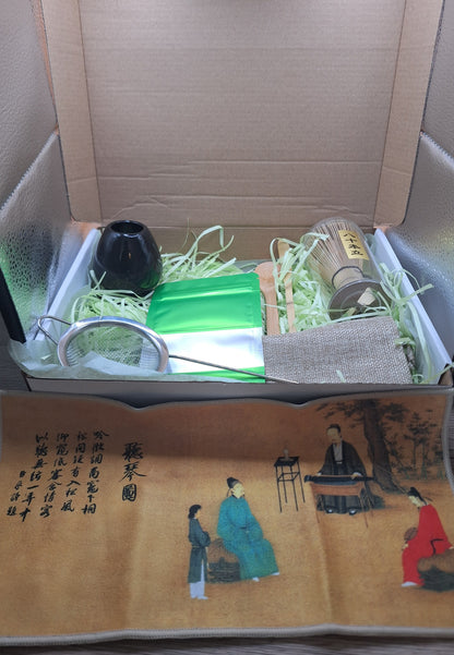 Matcha gift set with whisk, holder, bamboo spoons, pouches and matcha bag - Style of your choice