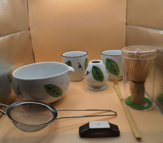 🍃 9-piece ceramic Matcha set “Momiji no Ha” もみじの葉 | The leafy elk