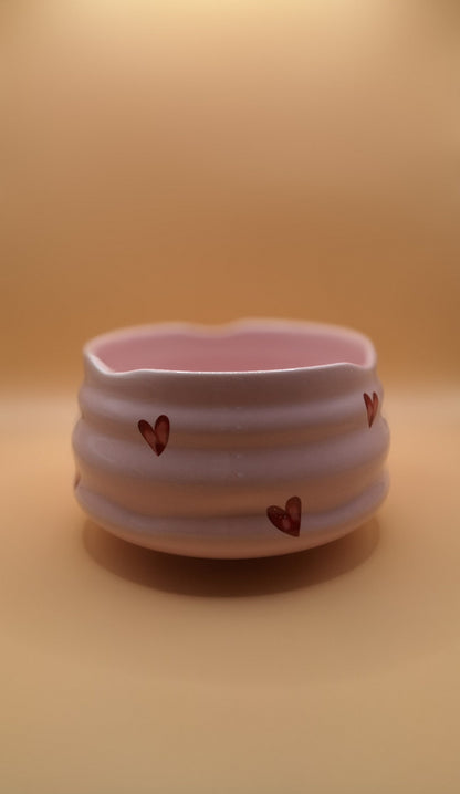 🍓🌸 Bol à Matcha rose – “coeur en Fleurs” Option cuillère 🍵