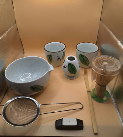 🍃 Set de Matcha 9 pièces en céramique “Momiji no Ha” もみじの葉 | L’élan feuillu
