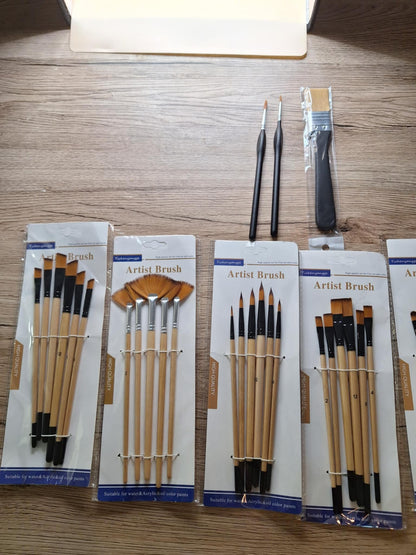 Coffret Artistique de 30 + Pinceaux variés Neufs – Idéal pour Tous les Styles de Peinture