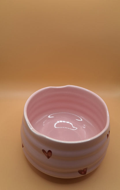 🍓🌸 Bol à Matcha rose – “coeur en Fleurs” Option cuillère 🍵