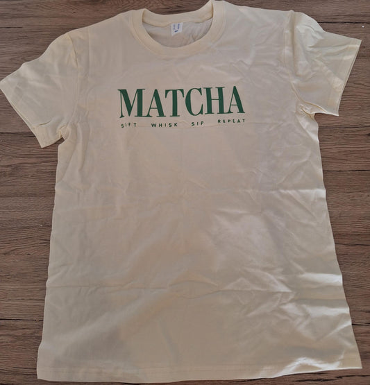 🔁 4. T-shirt Matcha: Sift, Whisk, Sip, Repeat 100% coton
