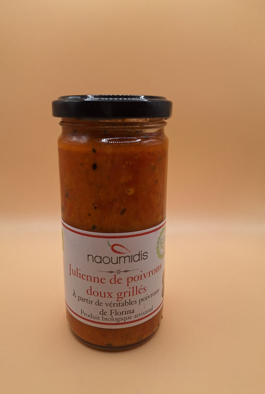 🌶️ Julienne de Poivrons Rouges de Florina  100% BIO – Naoumidis · 235 g ✨ Les meilleurs poivrons du monde