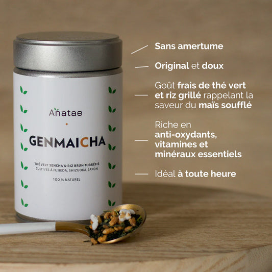 🌾 Thé Genmaicha Japonais – Anataé · Le thé “pop-corn” doux & réconfortant du Japon 🍃 90g