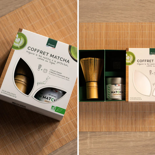 🌱🎁 Coffret cadeau Matcha Cérémonie Bio + Fouet Bambou Chasen 120 brins – Anataé 🎁🌱