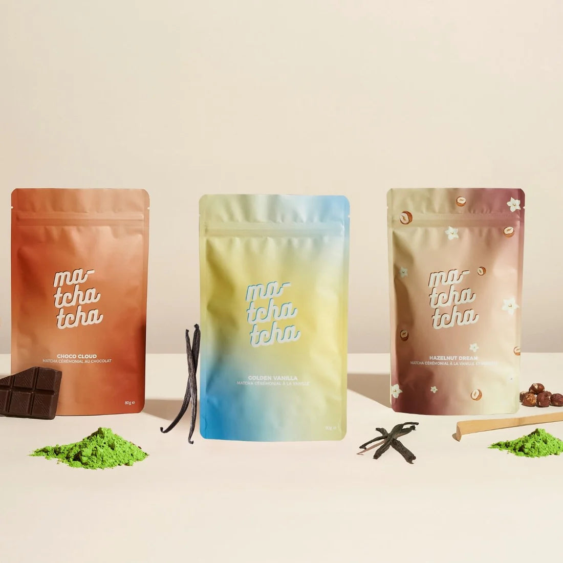 🍫 Matcha de Cérémonial -  Pack de Découverte – Édition gourmande  (3 × 80 g) Matchatcha