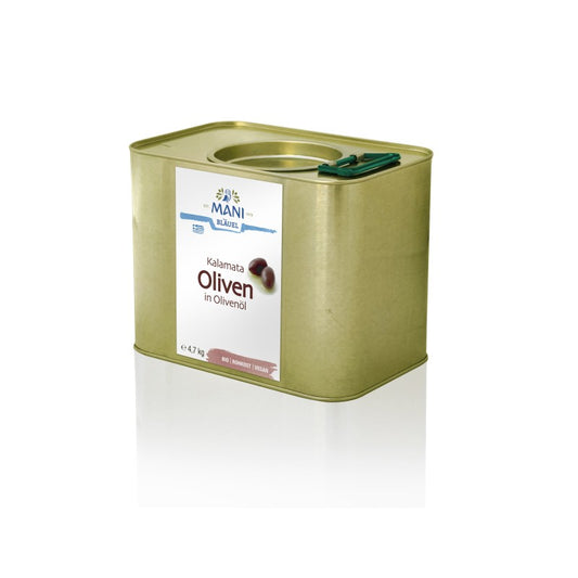 Olives de Kalamata à l’huile d’olive BIO – Format professionnel 4,7 kg 🍈💚
