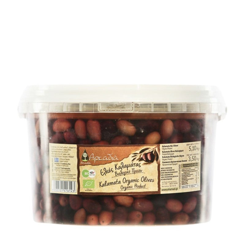 Olives de Kalamata BIO dénoyautées en saumure – Seau professionnel 3 kg 🍃