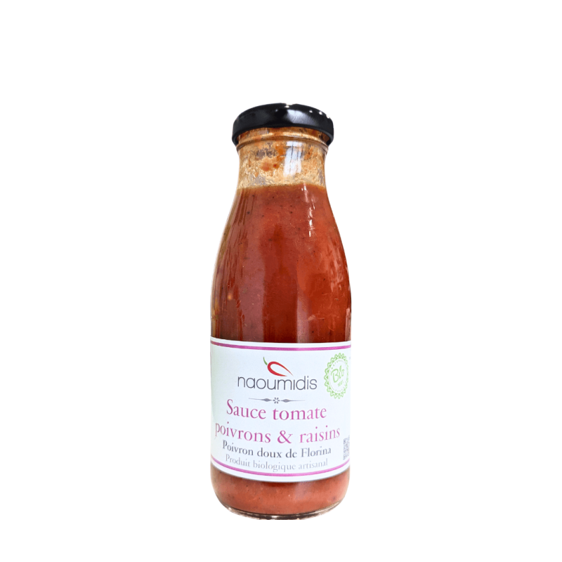 🍅 Sauce Tomate - Poivrons Rouges de Florina BIO et raisins – Naoumidis (270g) Produit Grec authentique